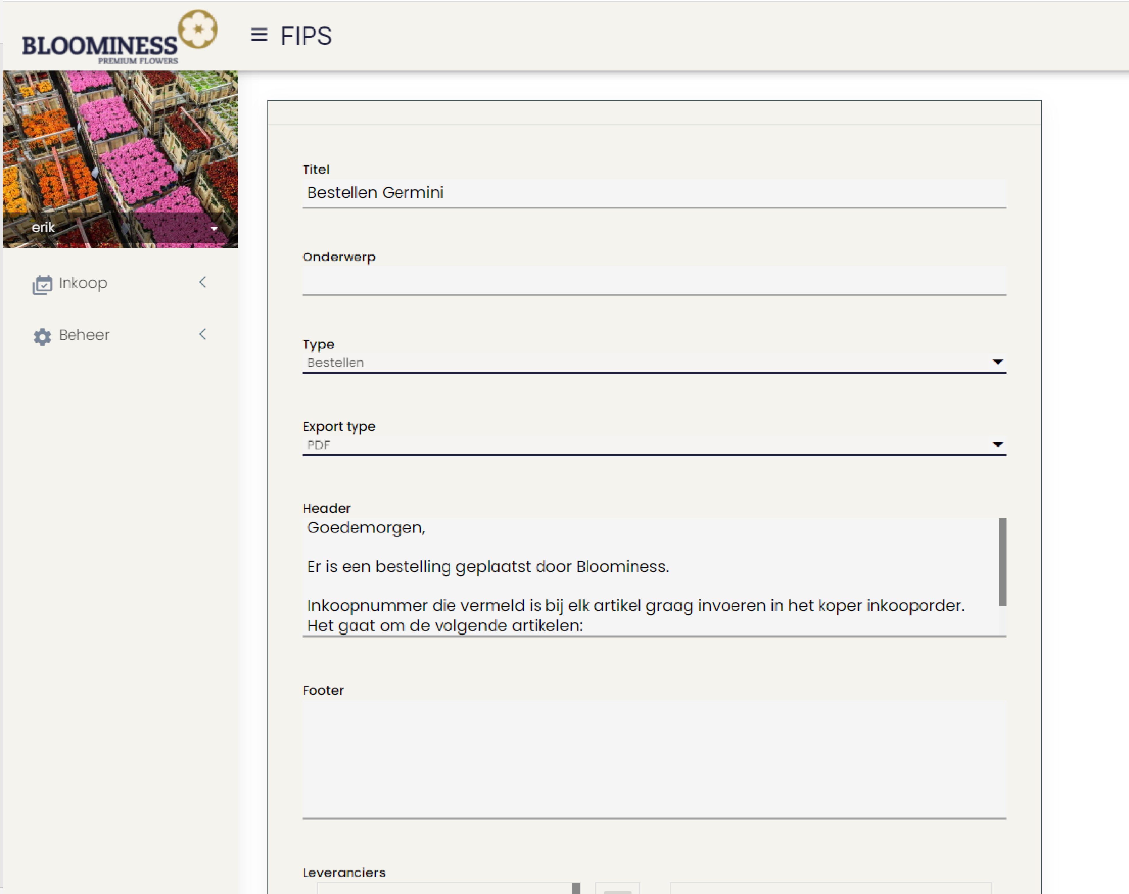 Inkoopportaal voor Bloominess